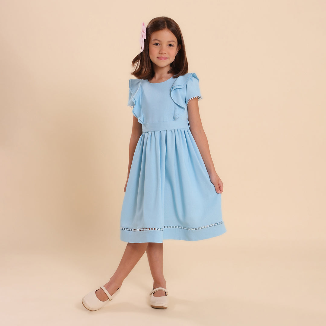 Vestido Infantil Louise Viscolinho Azul