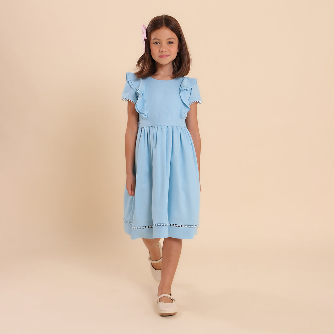 Vestido Infantil Louise Viscolinho Azul
