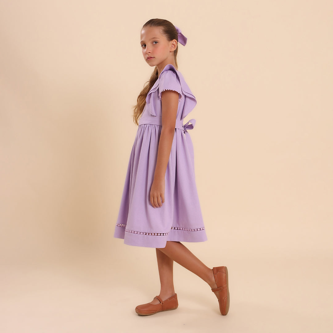 Vestido Infantil Louise Viscolinho Lilás