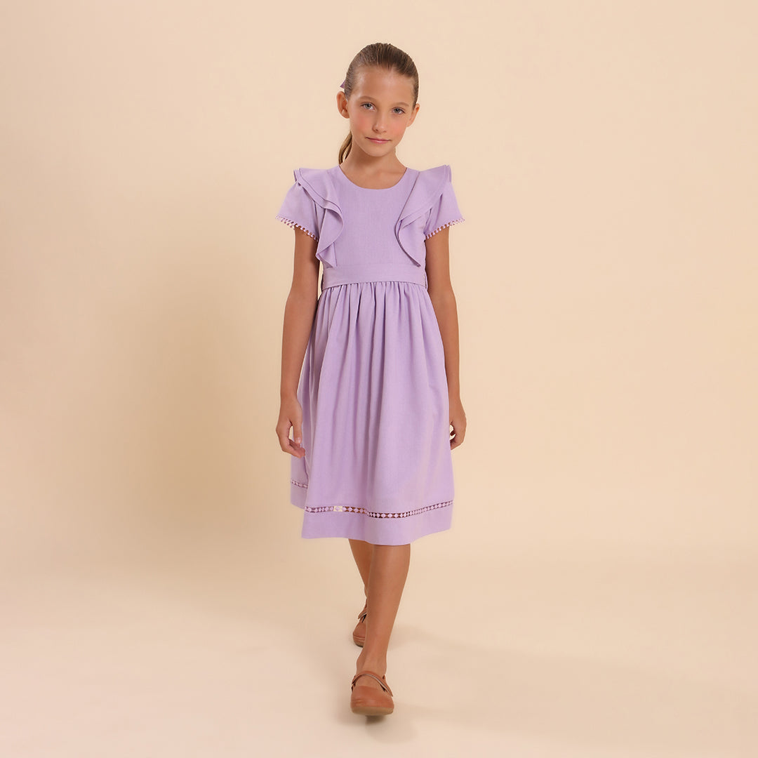 Vestido Infantil Louise Viscolinho Lilás