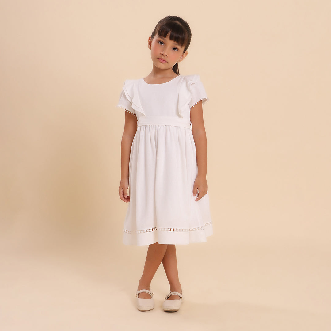 Vestido Infantil Louise Viscolinho Off White