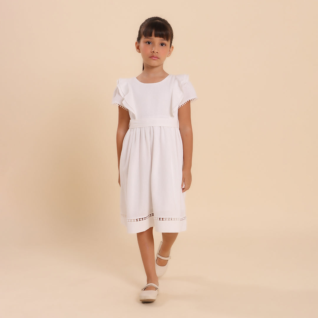 Vestido Infantil Louise Viscolinho Off White