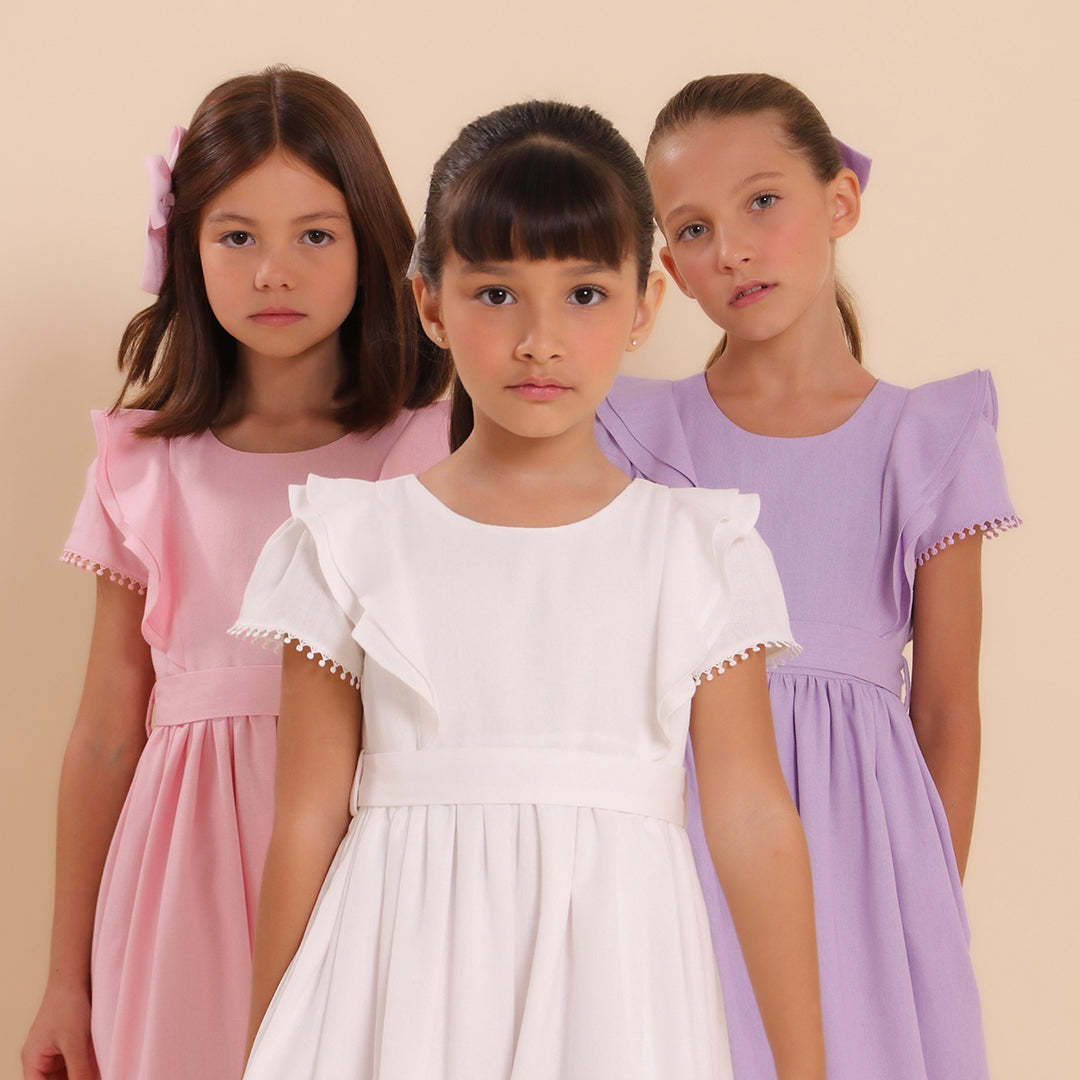 Vestido Infantil Louise Viscolinho Off White