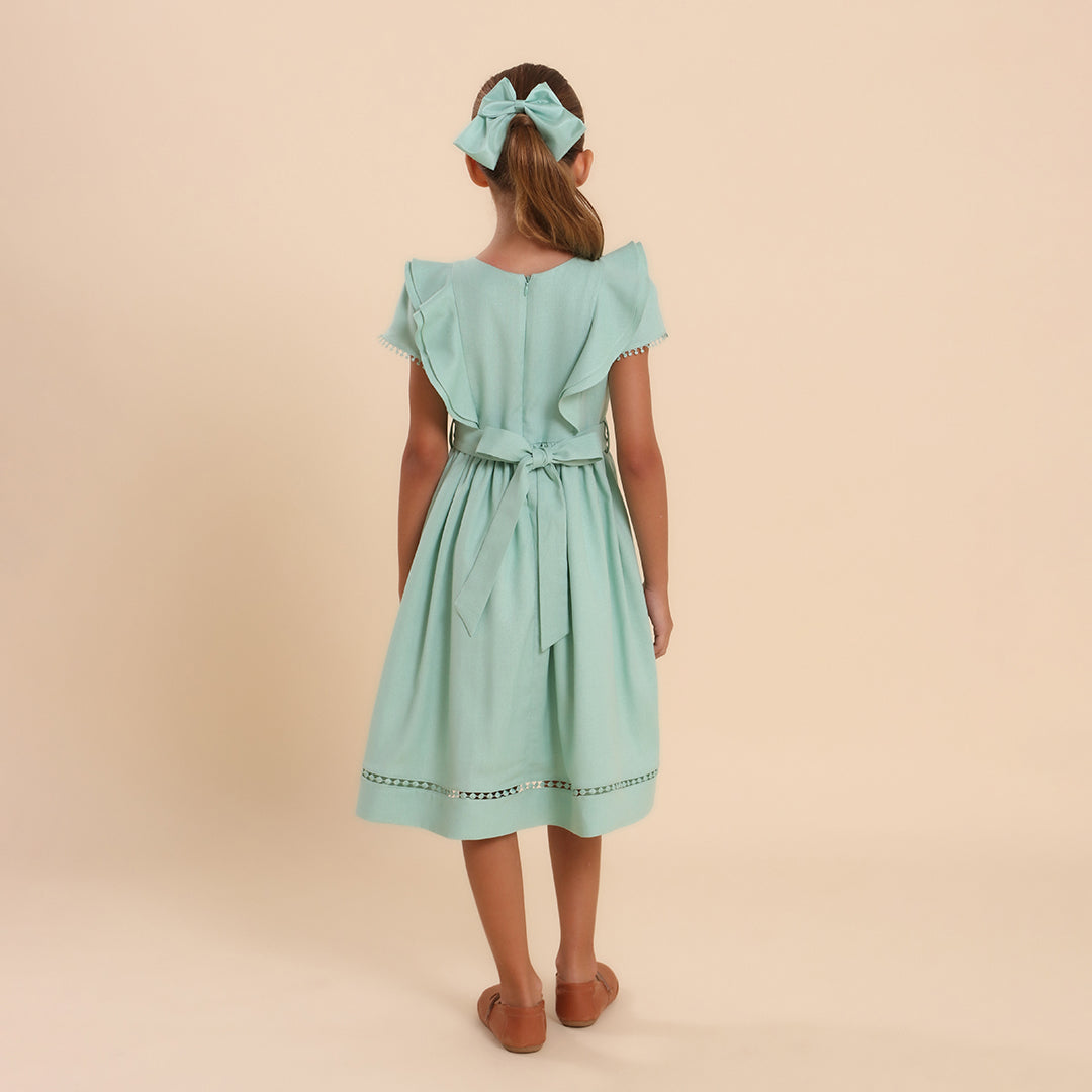 Vestido Infantil Louise Viscolinho Verde Celadon