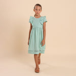 Vestido Infantil Louise Viscolinho Verde Celadon