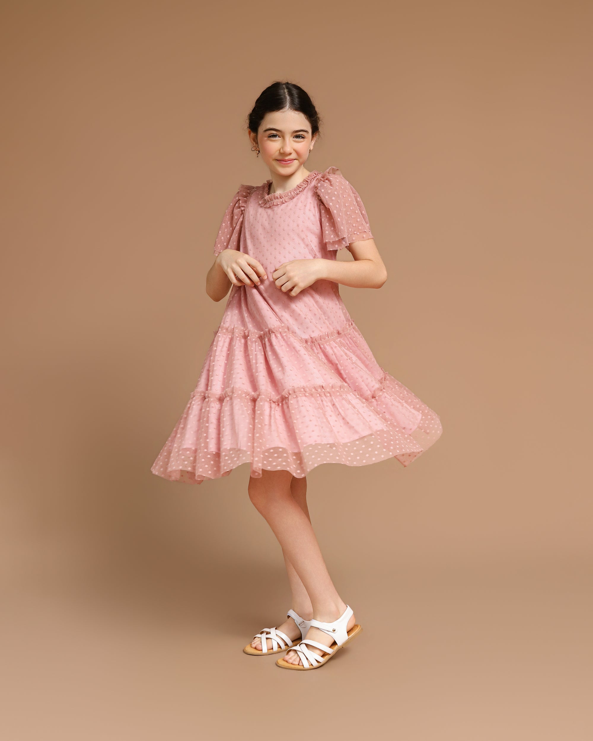 Vestido Infantil Paris Tule Rosé
