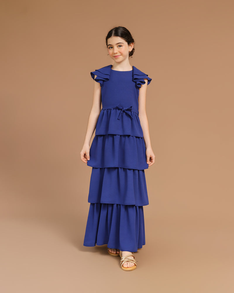 Vestido Infantil Kaya Longo Azul Cobalto