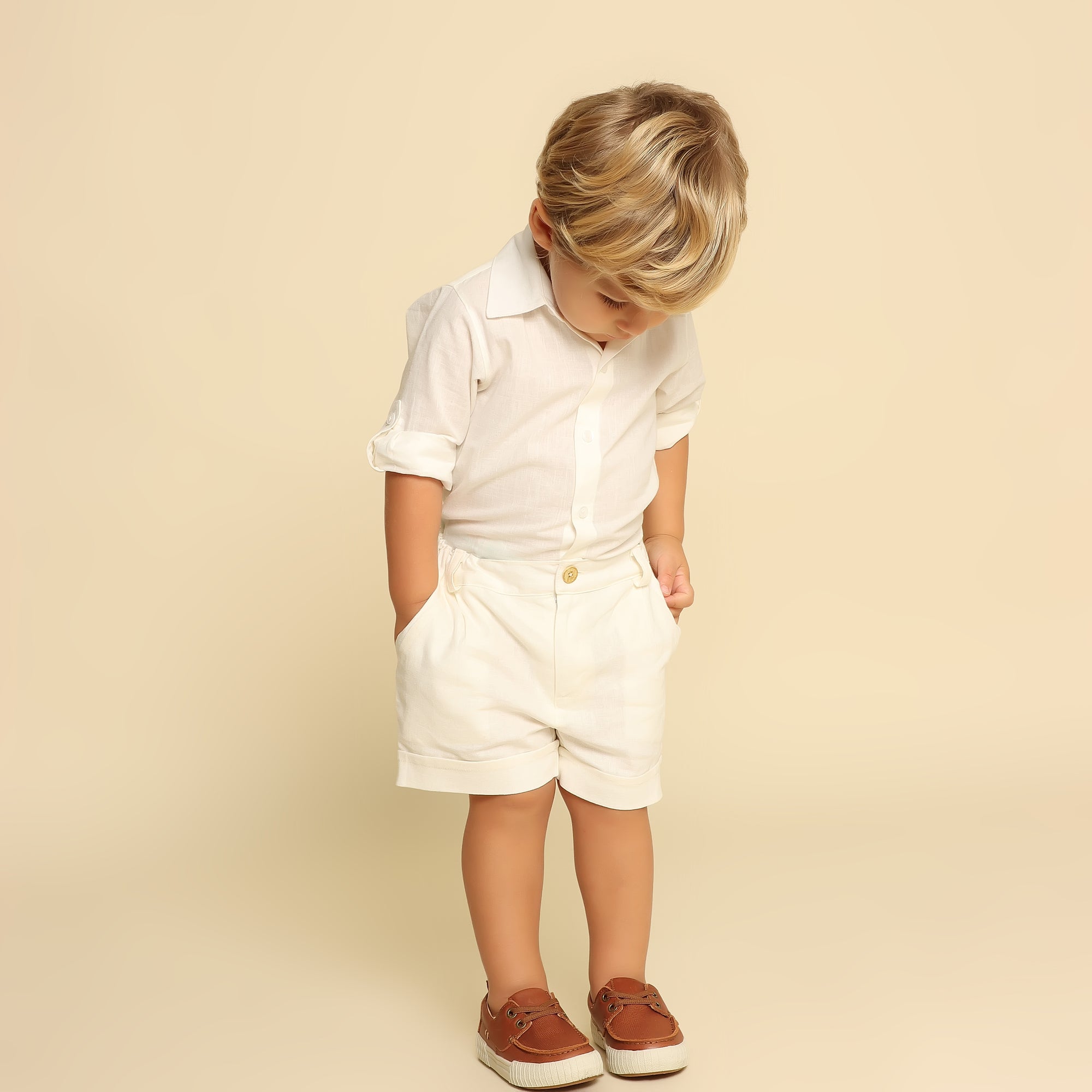 Shorts Bebê de Linho Off White