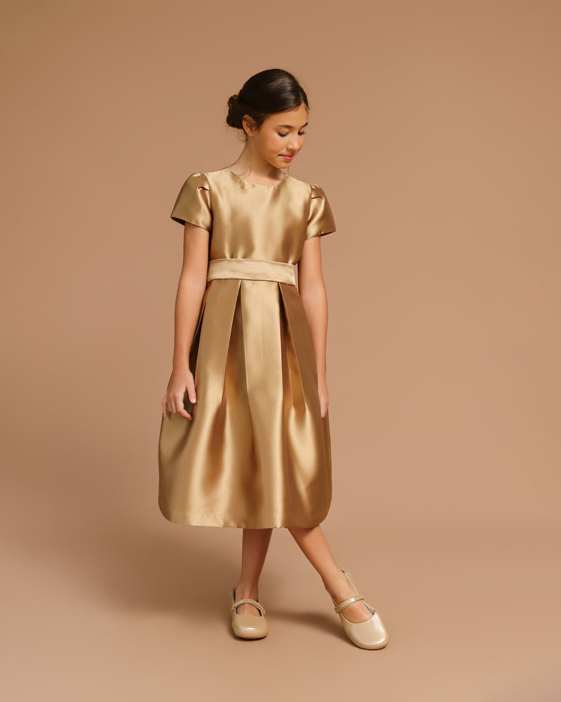 Vestido Festa Infantil Sonho Zibeline Dourado