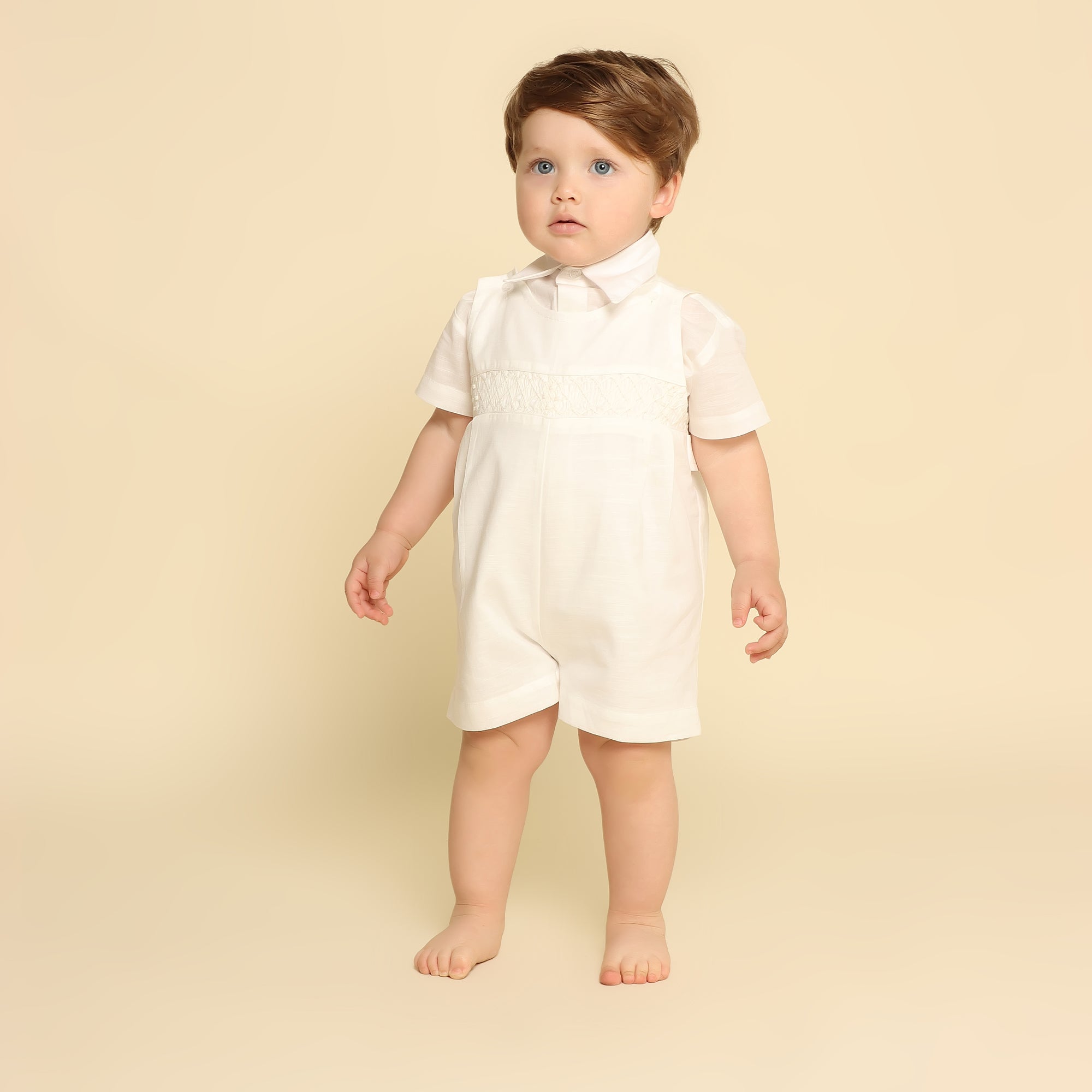 Jardineira Bebê Bordado Hortênsia Off White