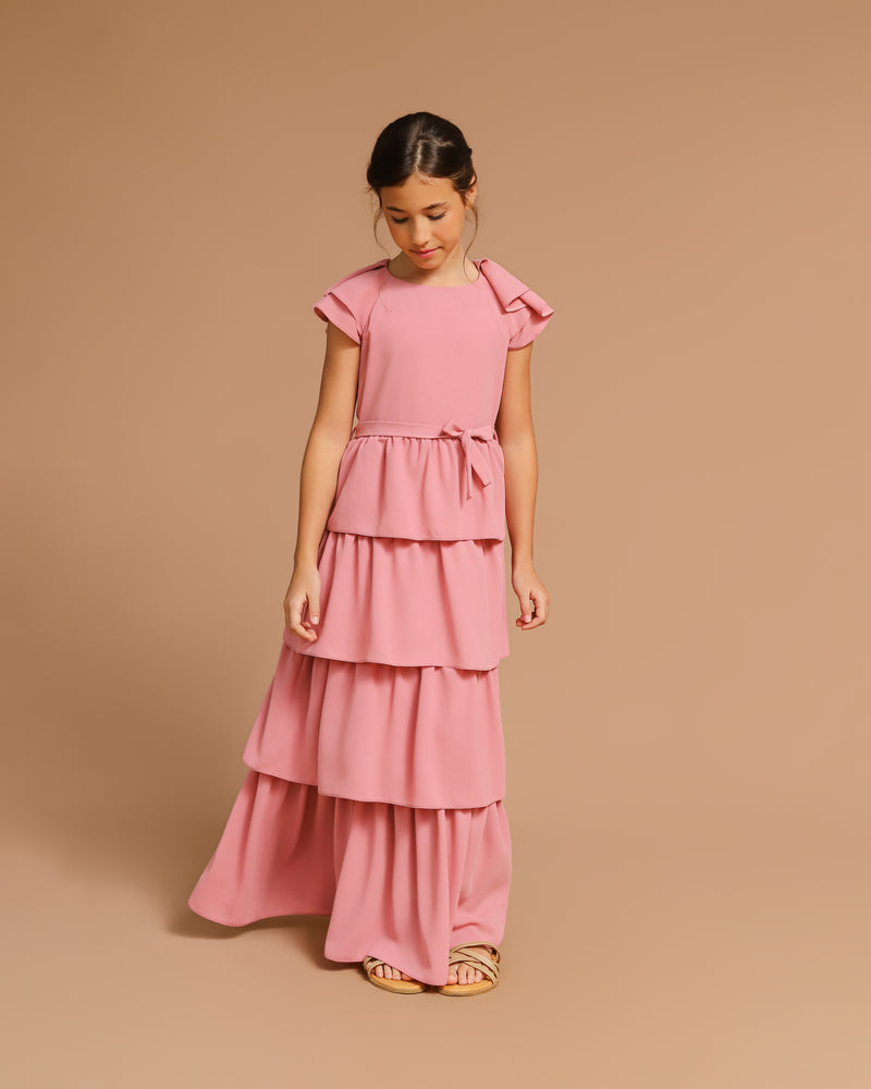 Vestido Infantil Kaya Longo Rosé