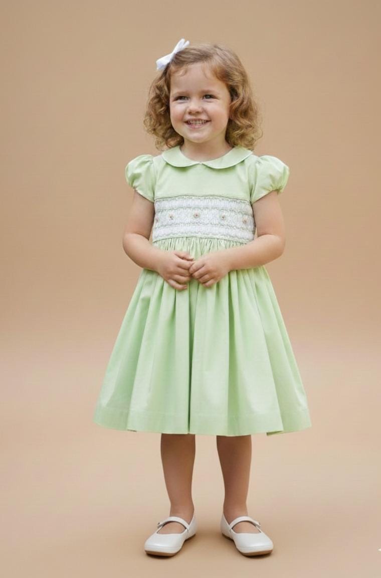 Vestido Bordado Infantil Clara Verde