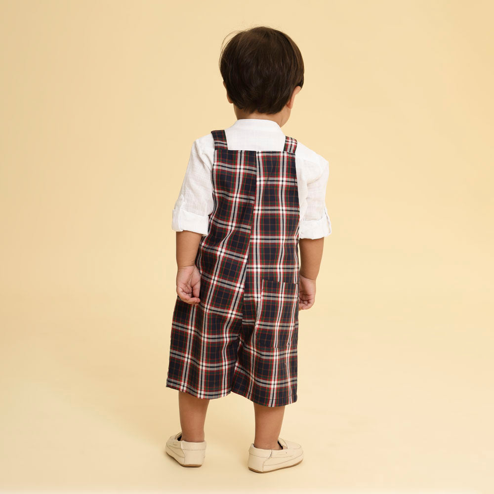 Jardineira Bebê Menino Henri Xadrez