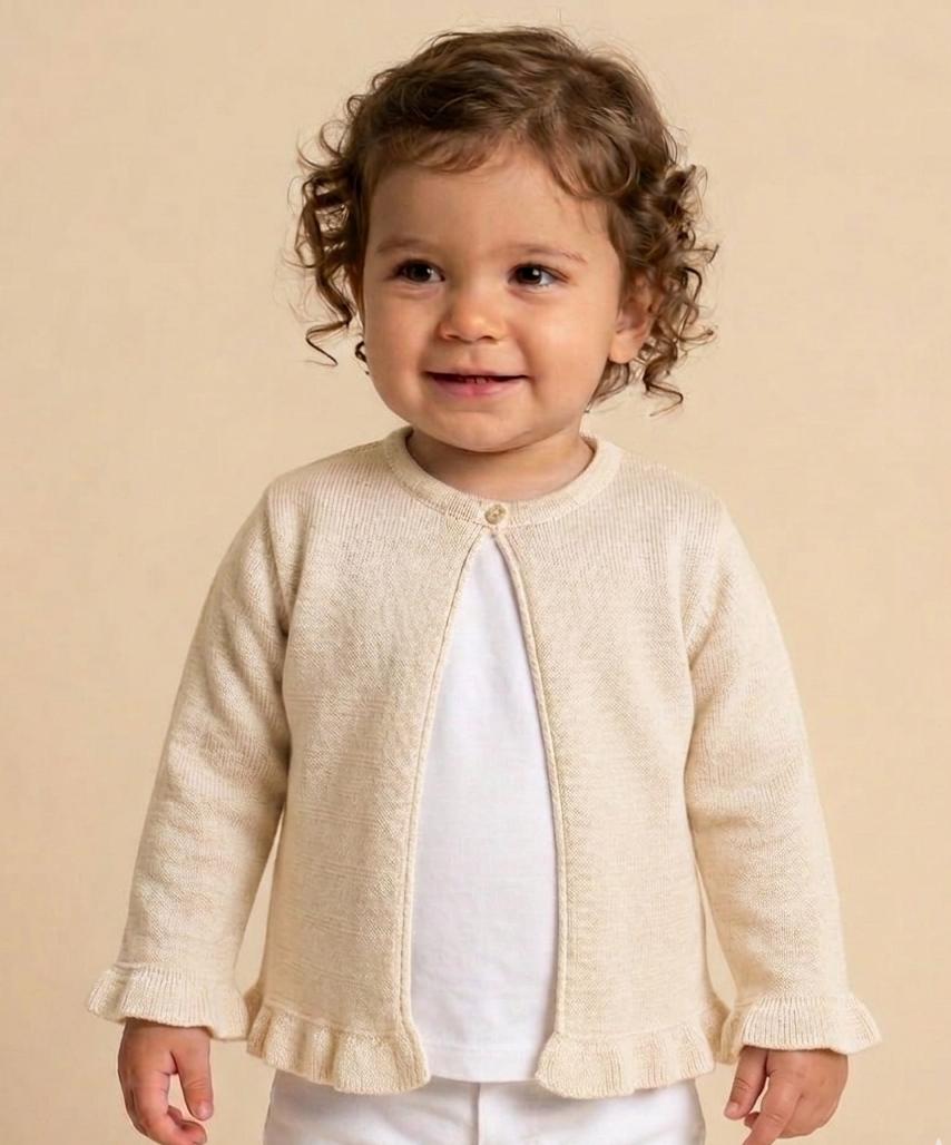 Casaqueto de Tricot Bebê Lorena Bege