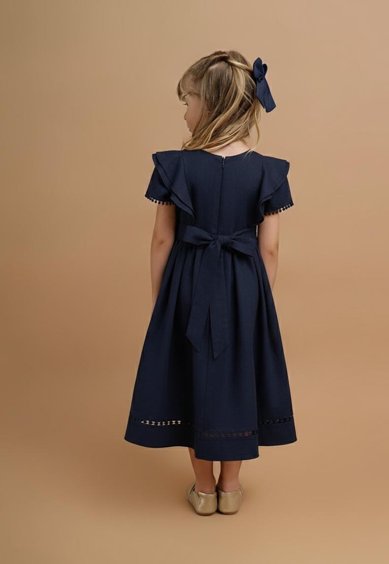 Vestido Infantil Louise Viscolinho Azul Marinho