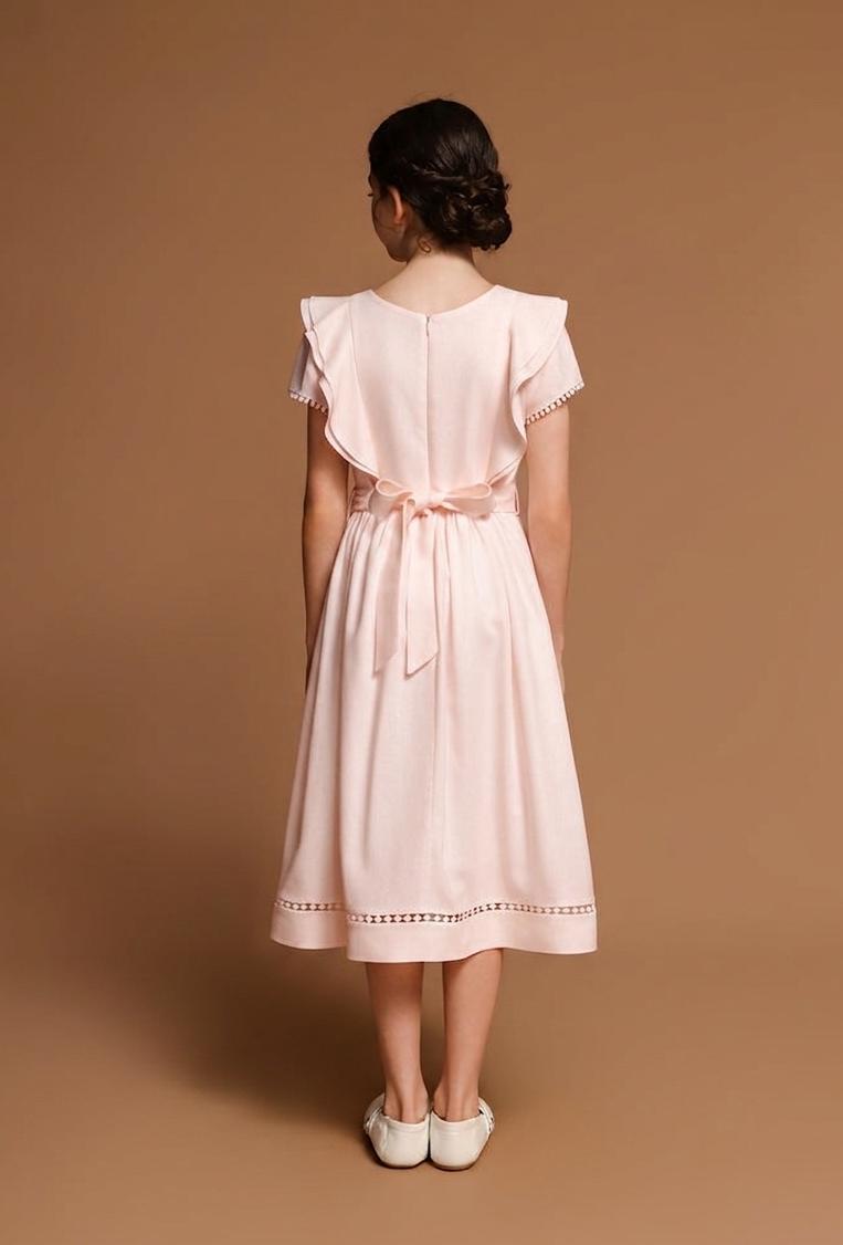 Vestido Infantil Louise Viscolinho Rosa Pêssego