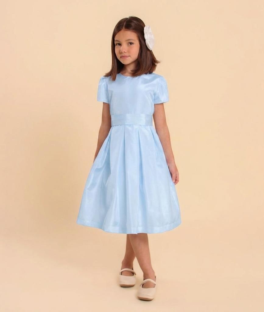 Vestido Festa Infantil Prega Sonho Azul Bebê