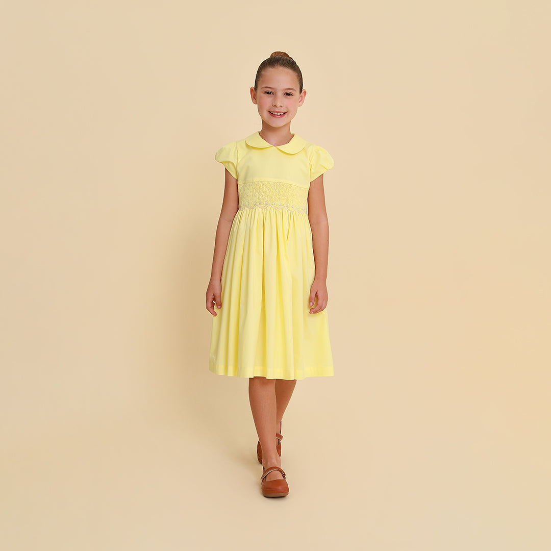 Vestido Bordado Infantil Clara Amarelo