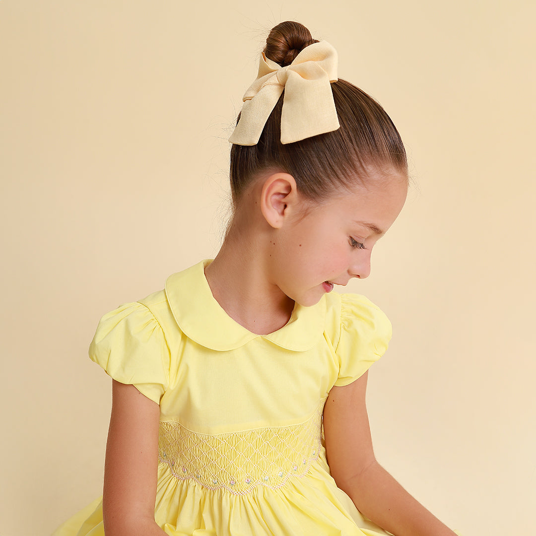 Vestido Bordado Infantil Clara Amarelo