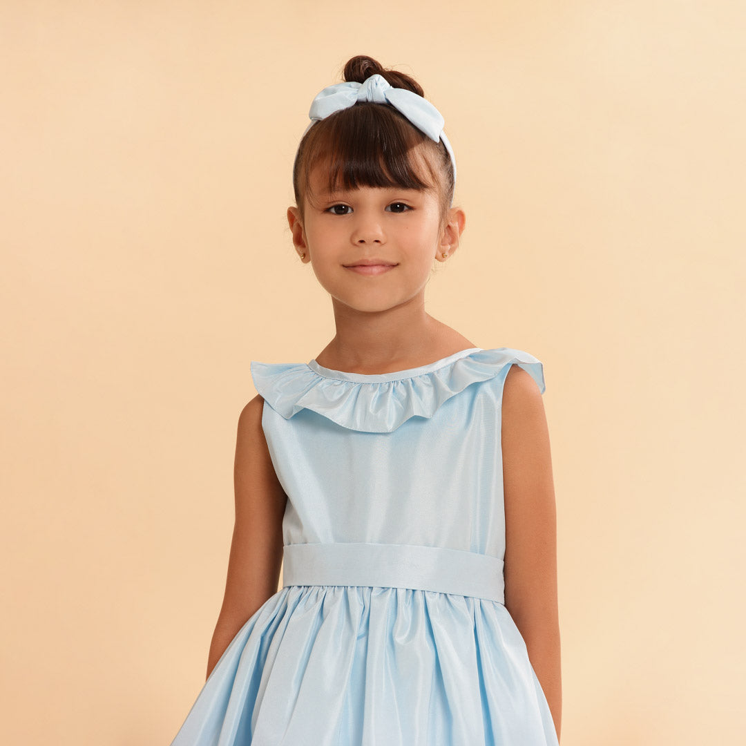 Vestido Festa Infantil Babado Azul