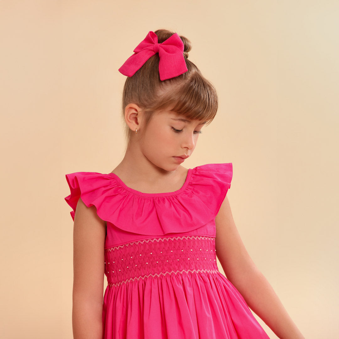Vestido Infantil Bordado Babado Pink