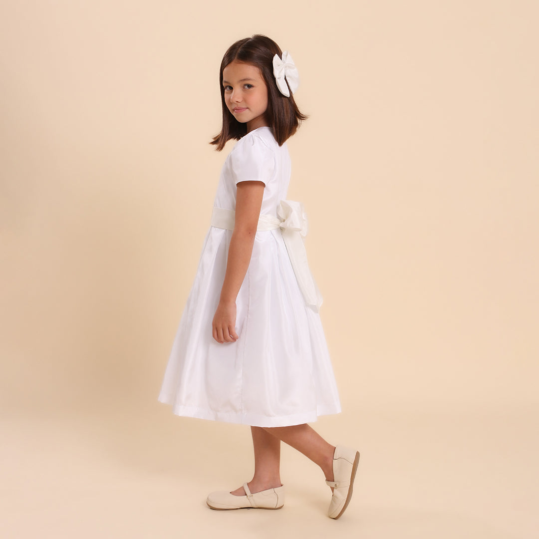 Vestido Festa Infantil Prega Sonho Branco