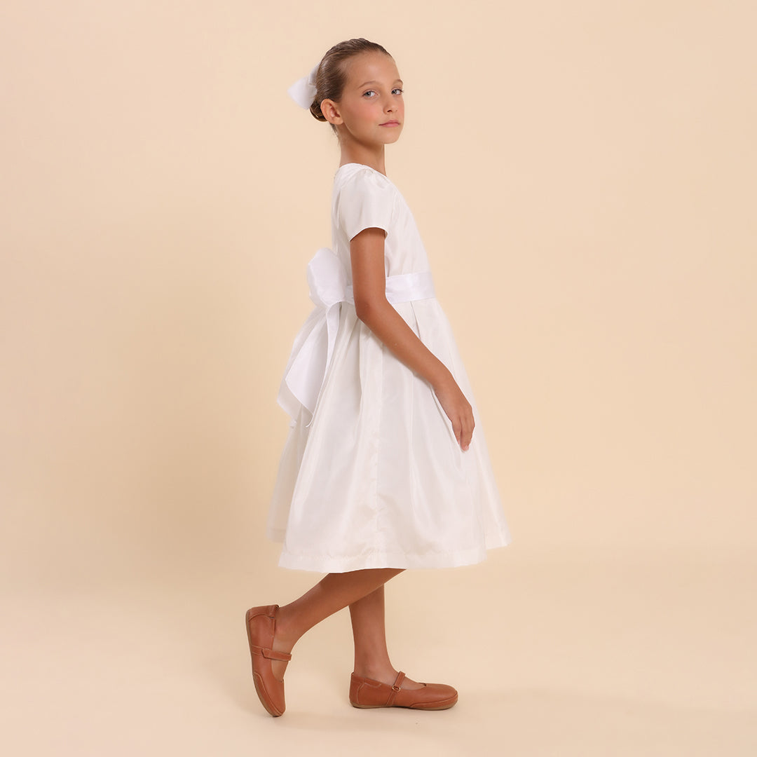 Vestido Festa Infantil Prega Sonho Off White