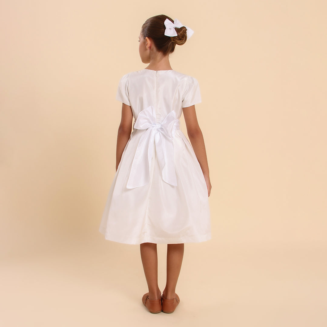 Vestido Festa Infantil Prega Sonho Off White