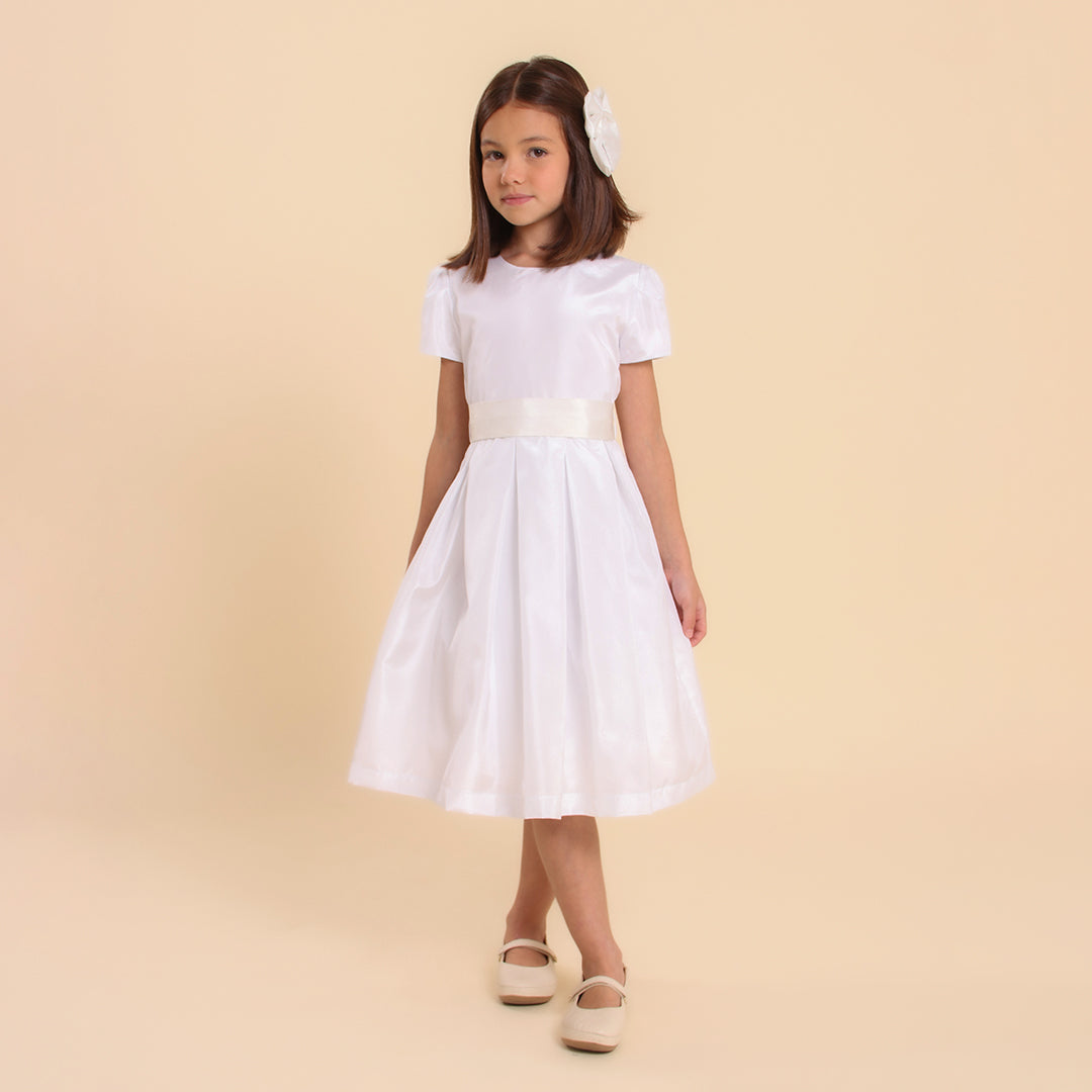 Vestido Festa Infantil Prega Sonho Branco