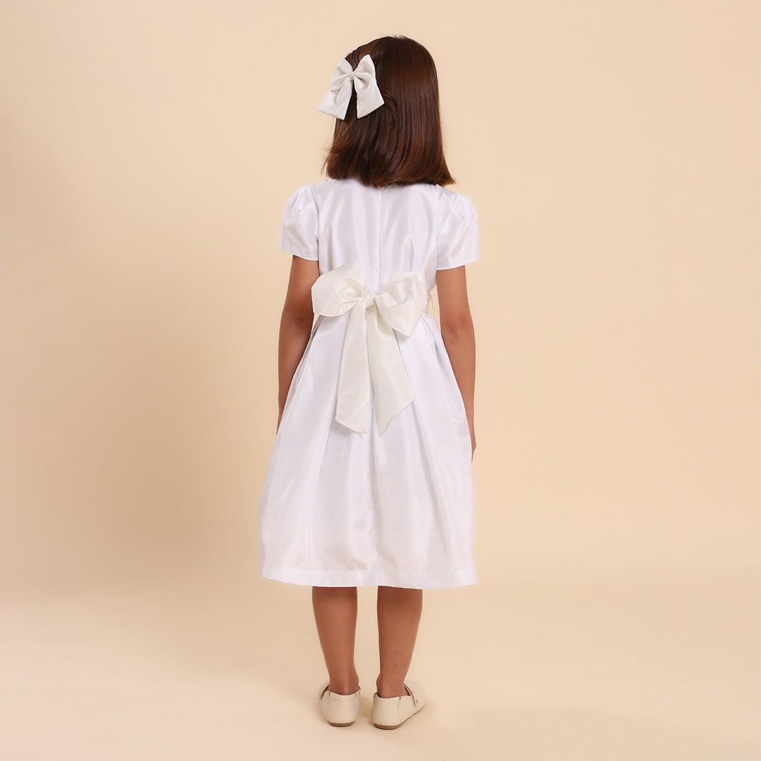 Vestido Festa Infantil Prega Sonho Branco