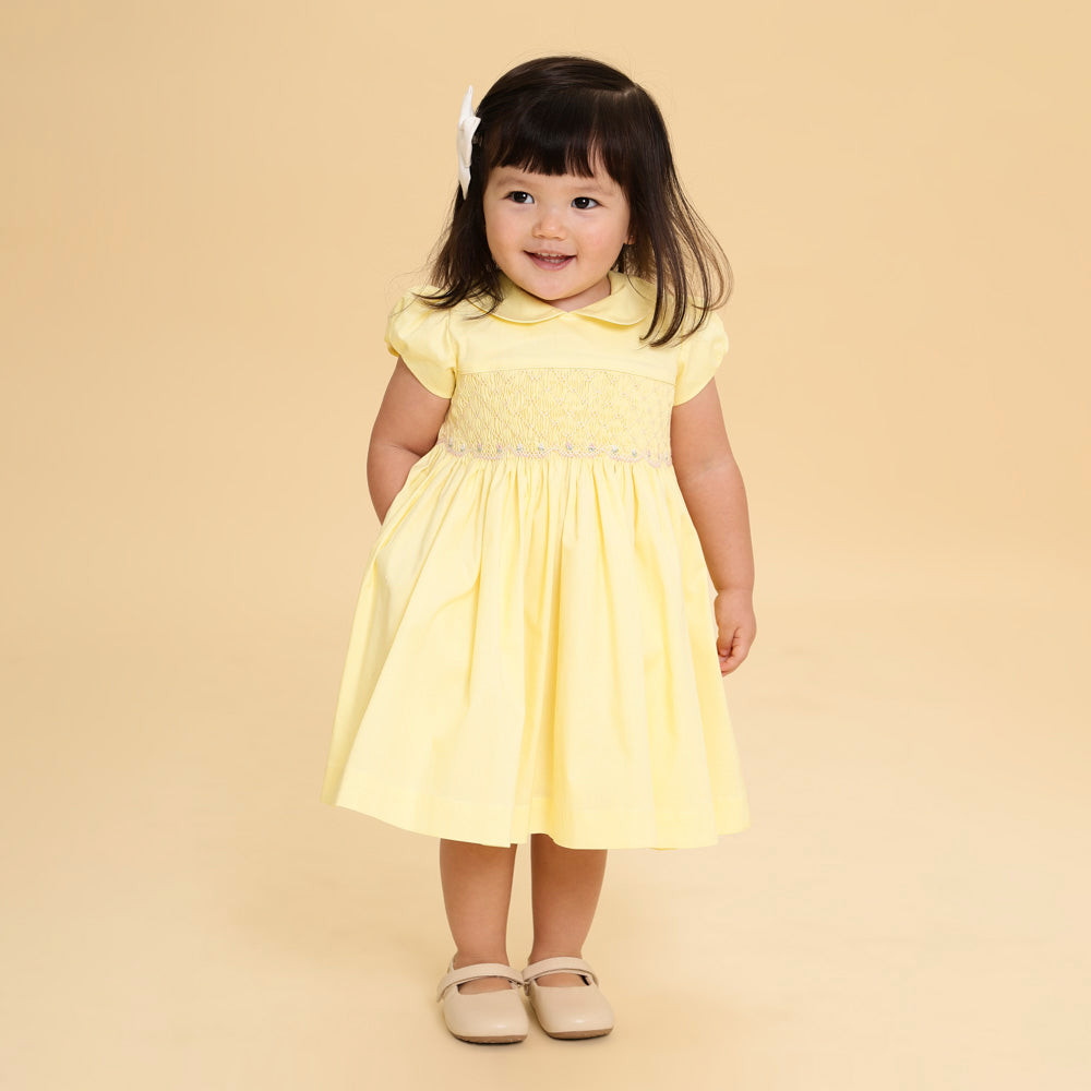 Vestido Bordado Bebê Clara Amarelo