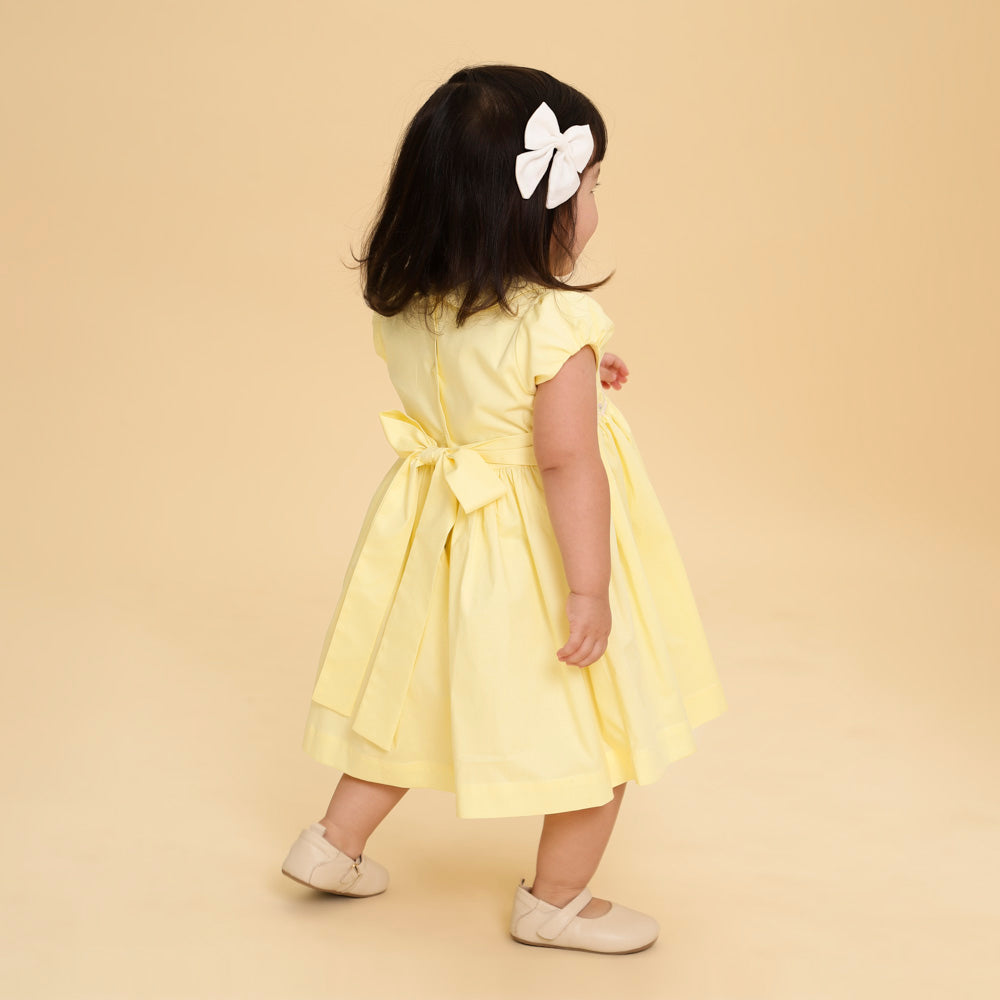 Vestido Bordado Bebê Clara Amarelo