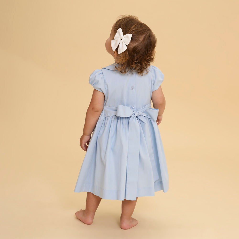 Vestido Bordado Bebê Clara Azul
