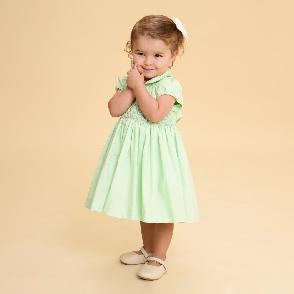 Vestido Bordado Bebê Clara Verde Melona