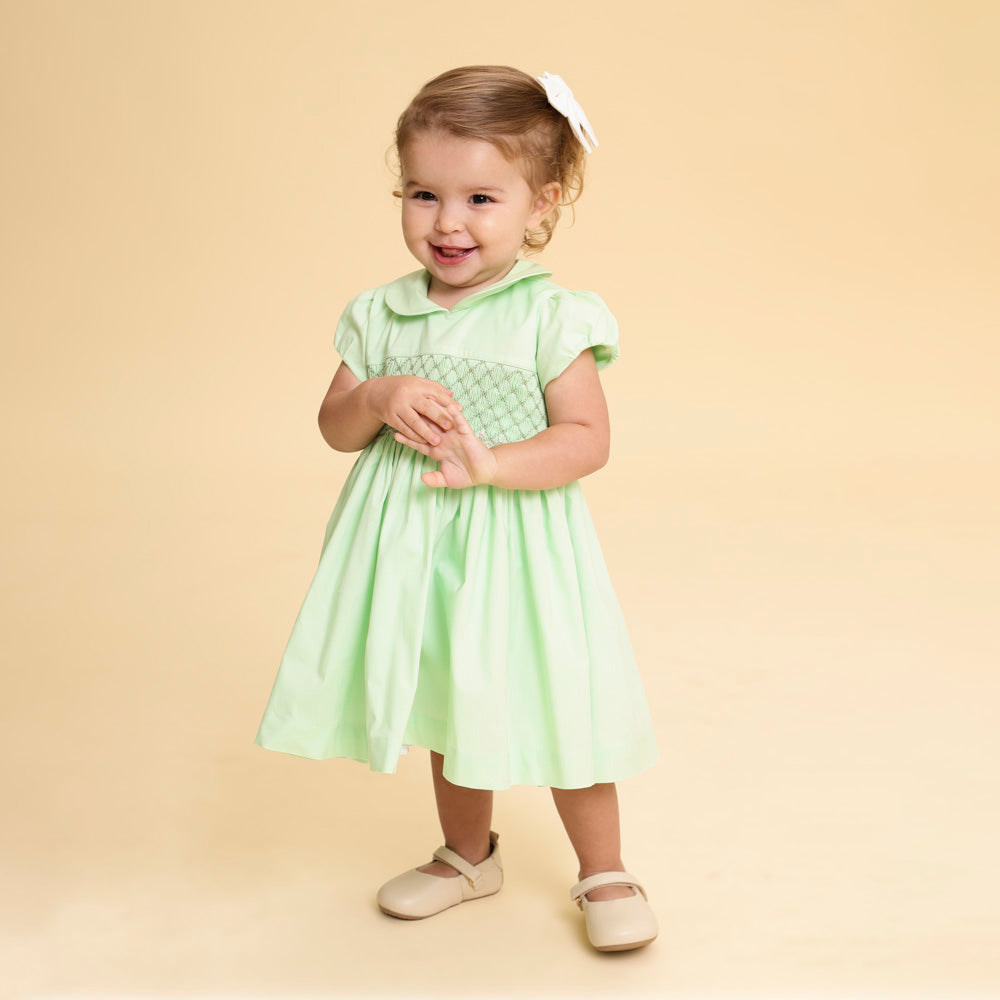 Vestido Bordado Bebê Clara Verde Melona
