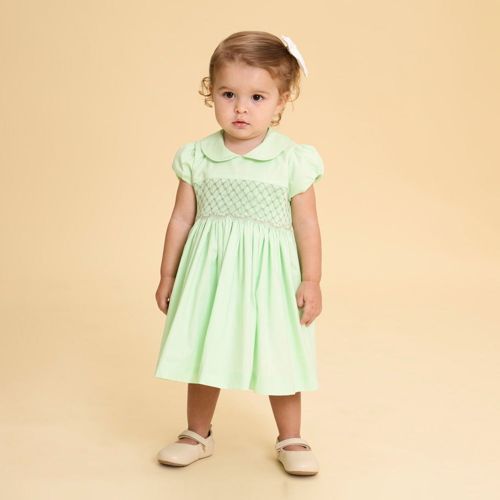 Vestido Bordado Bebê Clara Verde Melona