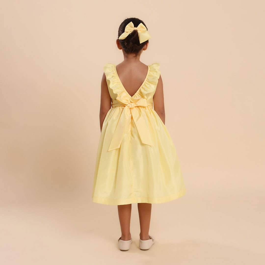 Vestido Festa Infantil Babado Amarelo