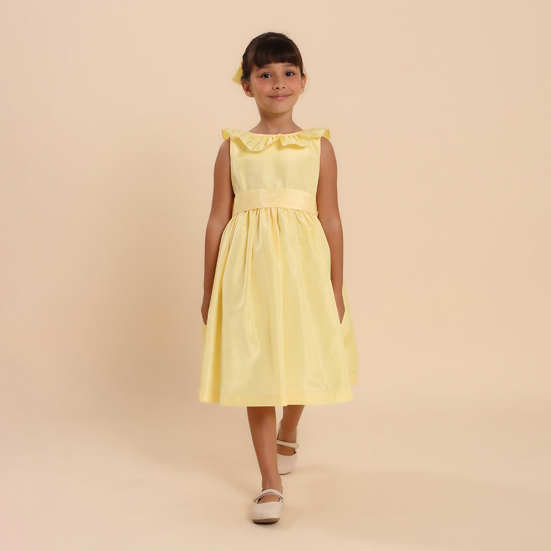Vestido Festa Infantil Babado Amarelo