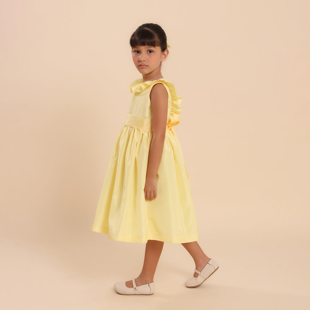 Vestido Festa Infantil Babado Amarelo
