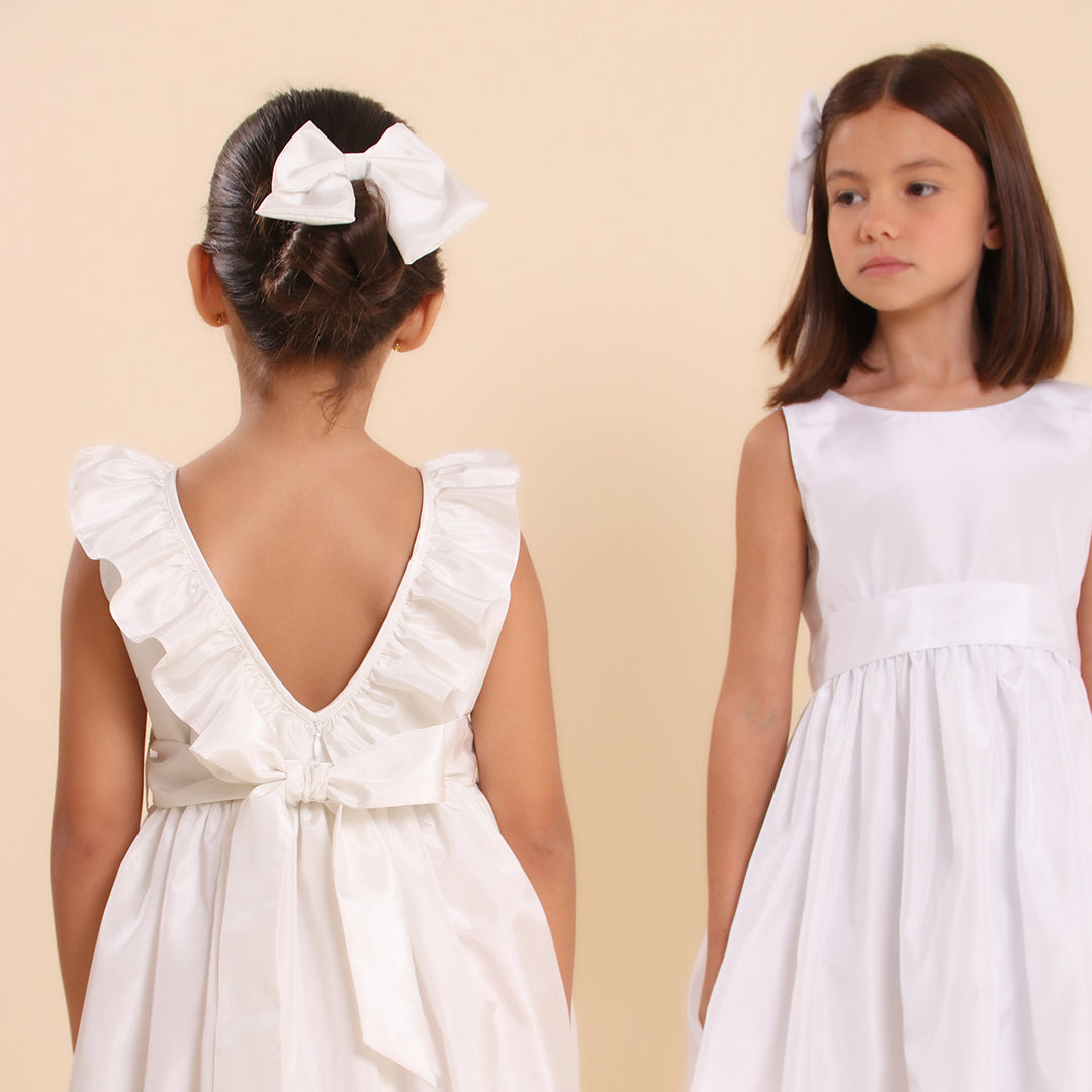 Vestido Festa Infantil Babado Off White
