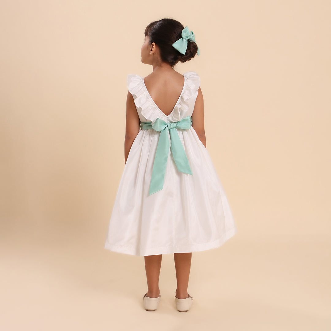 Vestido Festa Infantil Babado Off White