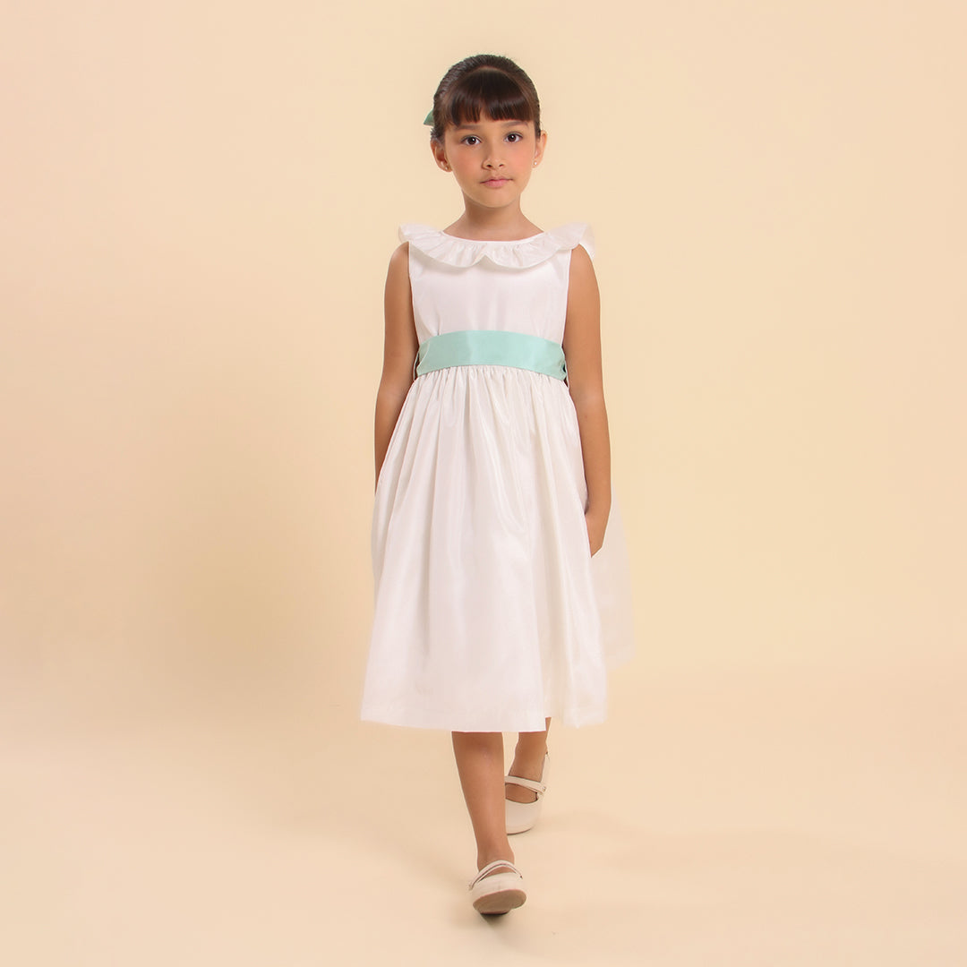 Vestido Festa Infantil Babado Off White