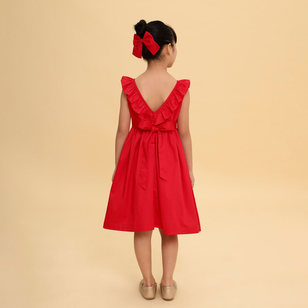 Vestido Infantil Babado Vermelho