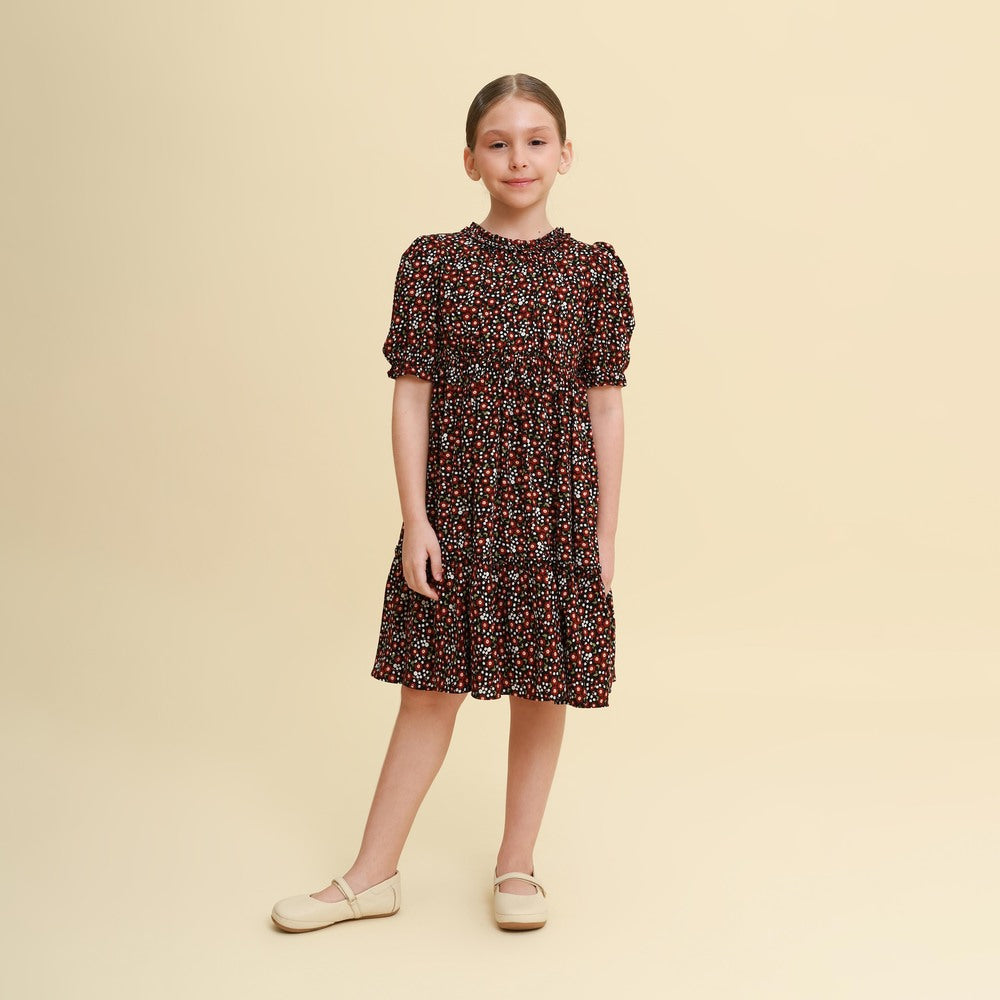 Vestido Infantil Lírio Florzinha Preto