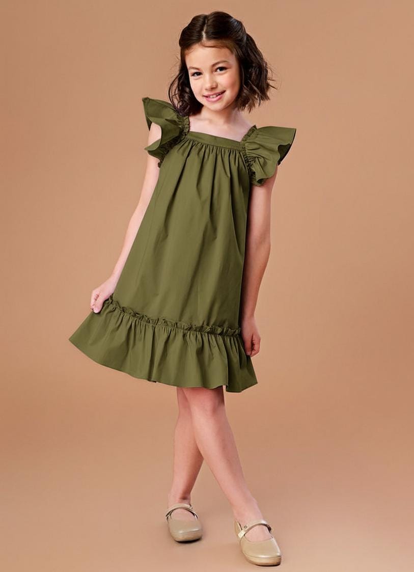 Vestido Infantil Bolonha Verde Oliva