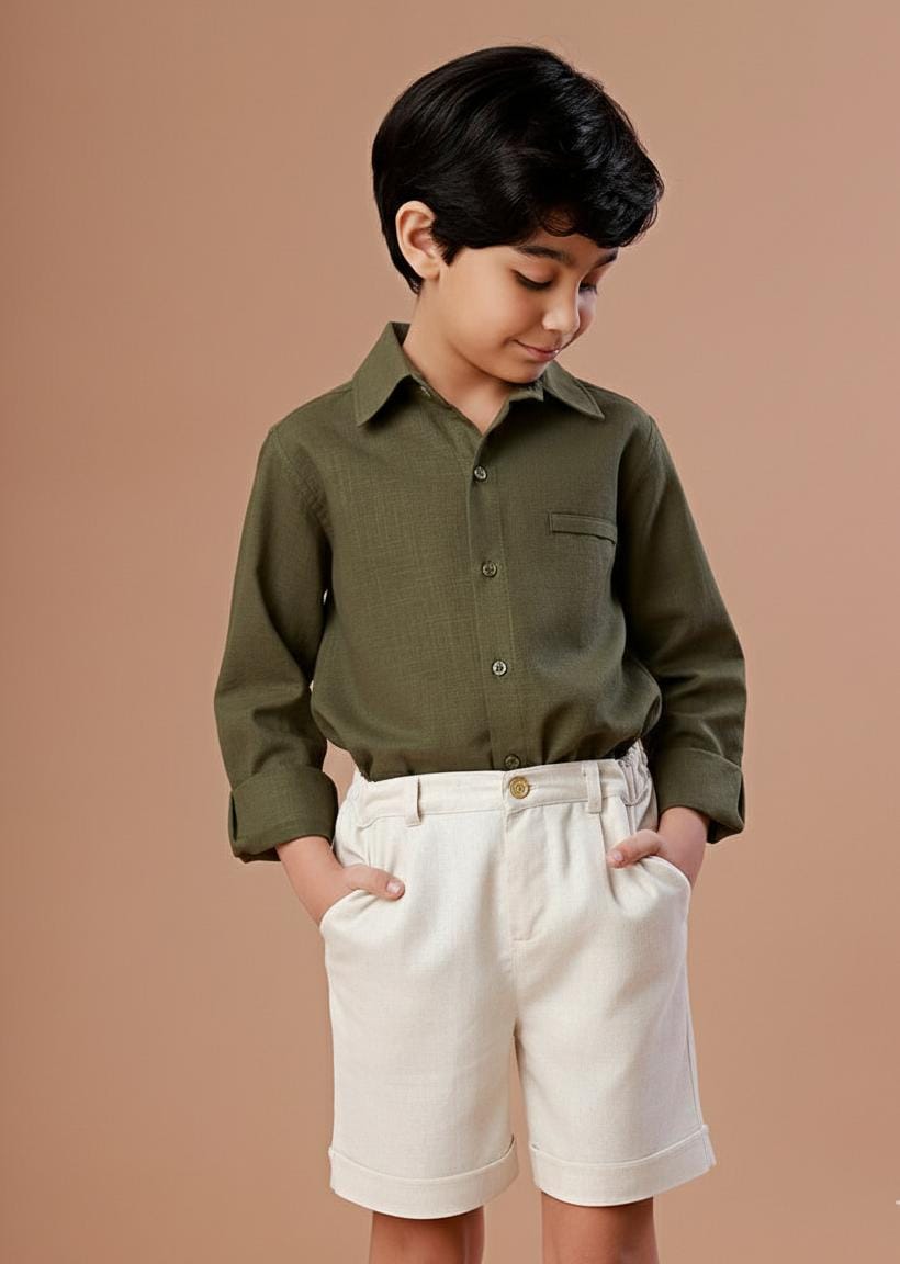 Camisa Infantil Scott Verde Oliva Natal
