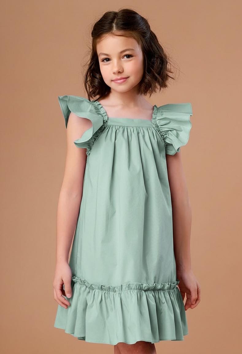 Vestido Infantil Bolonha Verde Celadon