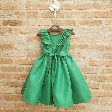 Vestido Festa Bebê Babado Verde