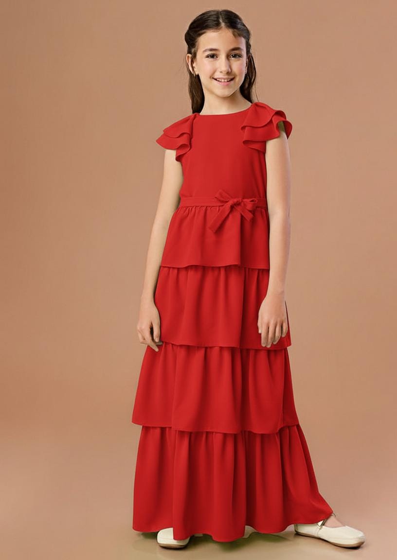 Vestido Infantil Kaya Longo Vermelho