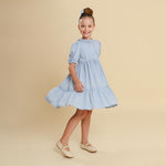 Vestido Infantil Lírio Viscose Azul Bebê